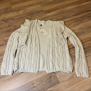 Universal Thread Cream Ruffle Open Front Cardigan Size X-Small